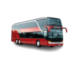 Large double-decker buses are used for big groups up to 90 participants.